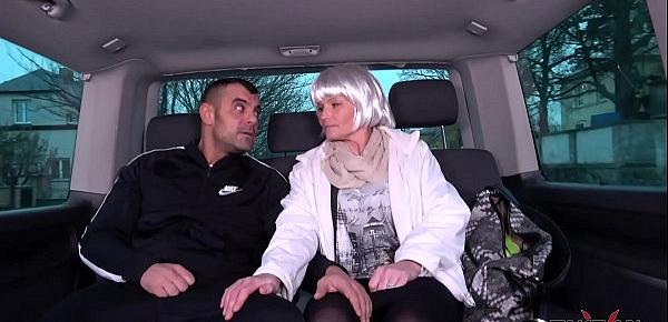  Cheap milf whore with fake hair wrecked by muscle stranger in driving van